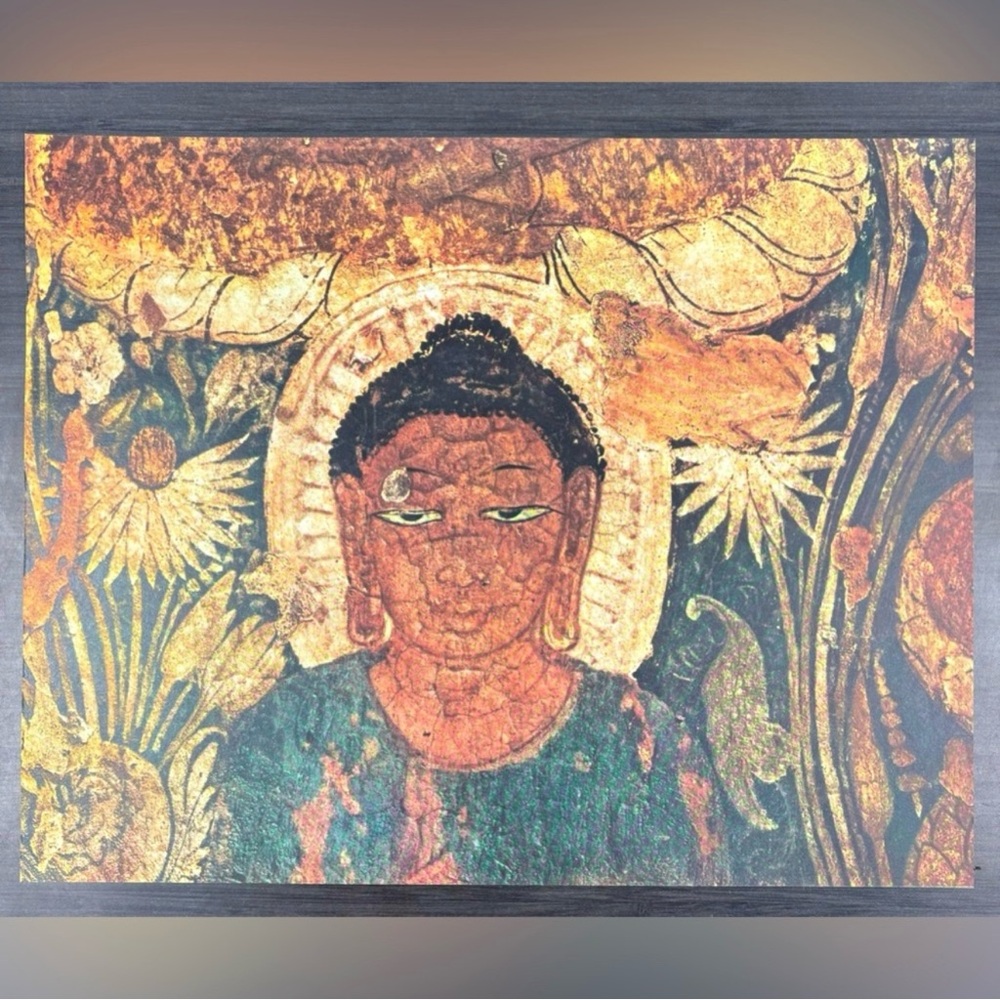 Buddha Original Antique Vintage Fine Art INDIA Print Poster Ajanta Caves Wall